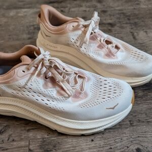 Hoka Women's Cream and Pink Athletic Shoes